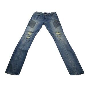 PacSun Jeans Mens 34x32 Blue Moto Flex Denim Comfort Stretch Stacked Skinny‎ Leg